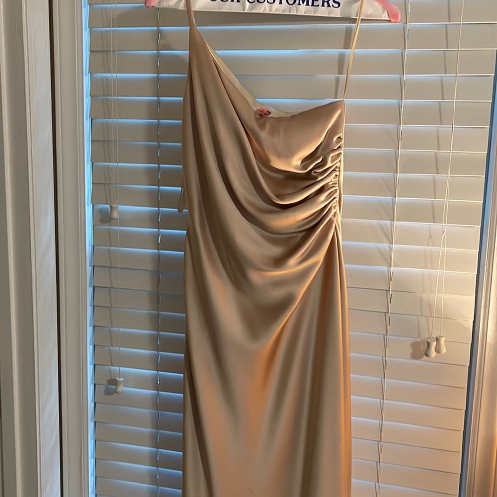 Jade Satin Revelry Dress Size 6 petite in Gold Champange